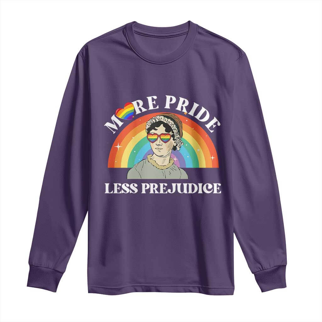 Gay Pride Long Sleeve Shirt More Pride Less Prejudice LGBT Pride Month TS02 Purple Print Your Wear