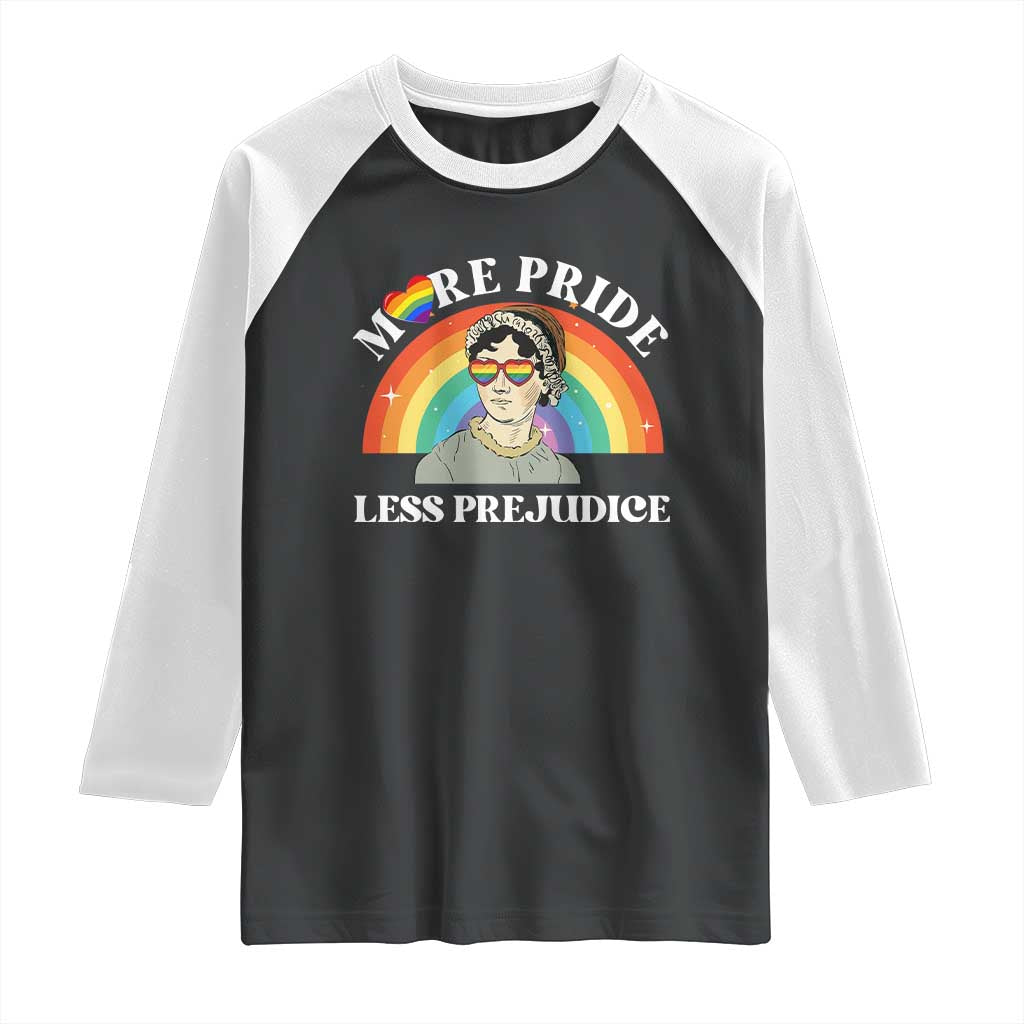 Gay Pride Raglan Shirt More Pride Less Prejudice LGBT Pride Month TS02 Black White Print Your Wear