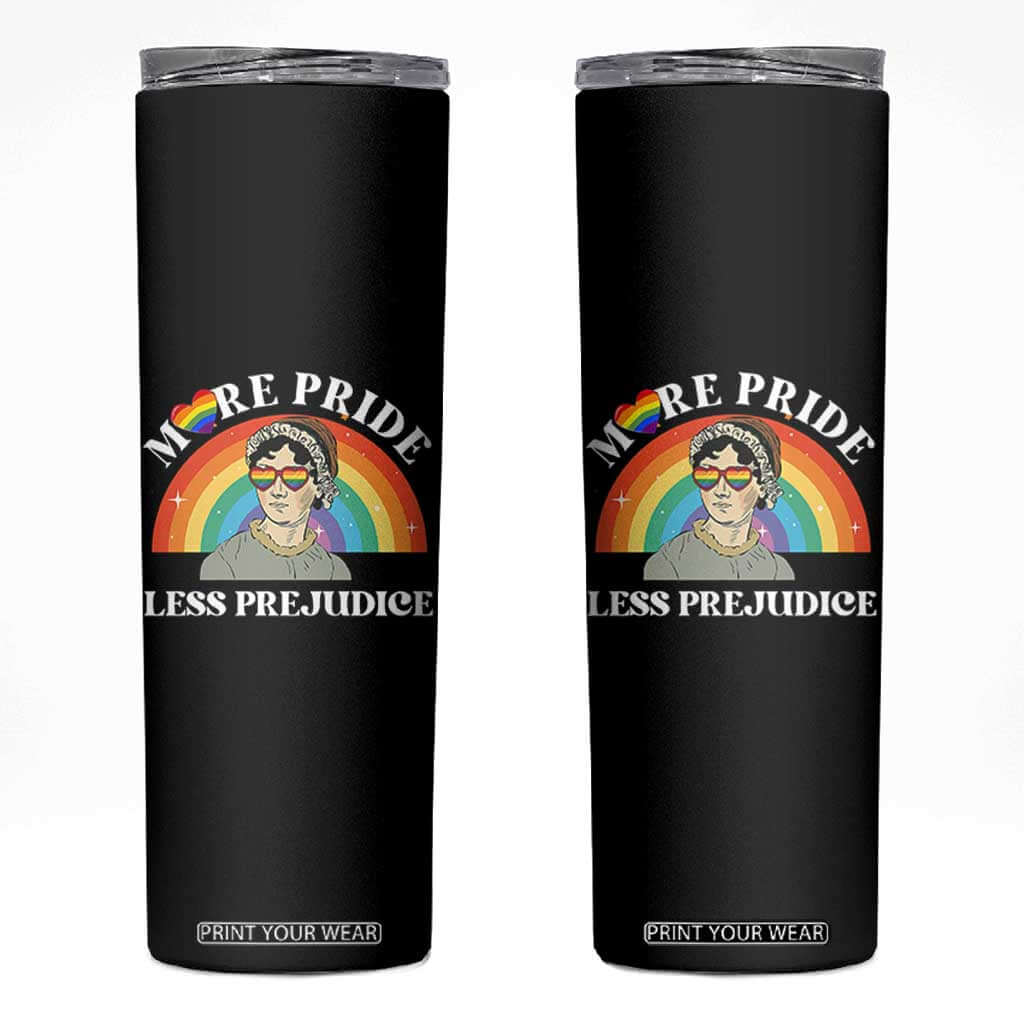 Gay Pride Skinny Tumbler More Pride Less Prejudice LGBT Pride Month TS02 Black Print Your Wear