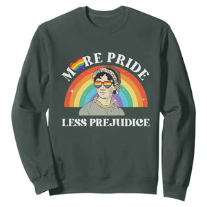 Gay Pride Sweatshirt More Pride Less Prejudice LGBT Pride Month TS02 Dark Forest Green Print Your Wear