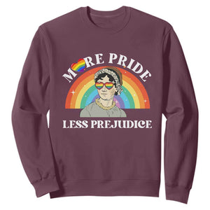 Gay Pride Sweatshirt More Pride Less Prejudice LGBT Pride Month TS02 Maroon Print Your Wear