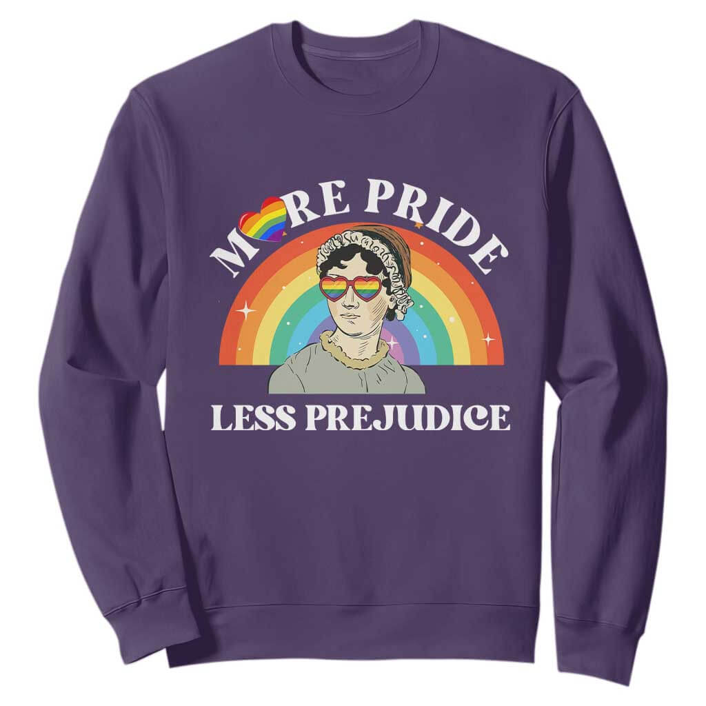 Gay Pride Sweatshirt More Pride Less Prejudice LGBT Pride Month TS02 Purple Print Your Wear