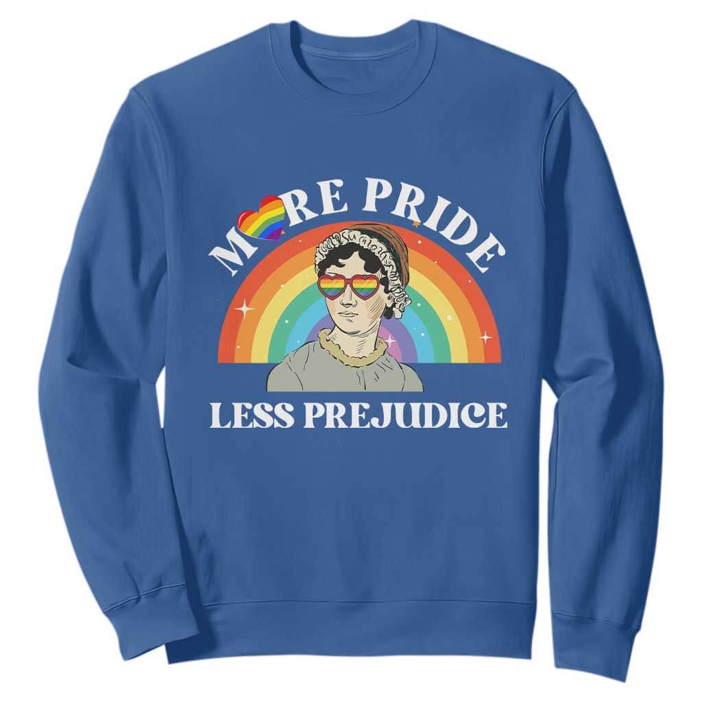 Gay Pride Sweatshirt More Pride Less Prejudice LGBT Pride Month TS02 Royal Blue Print Your Wear