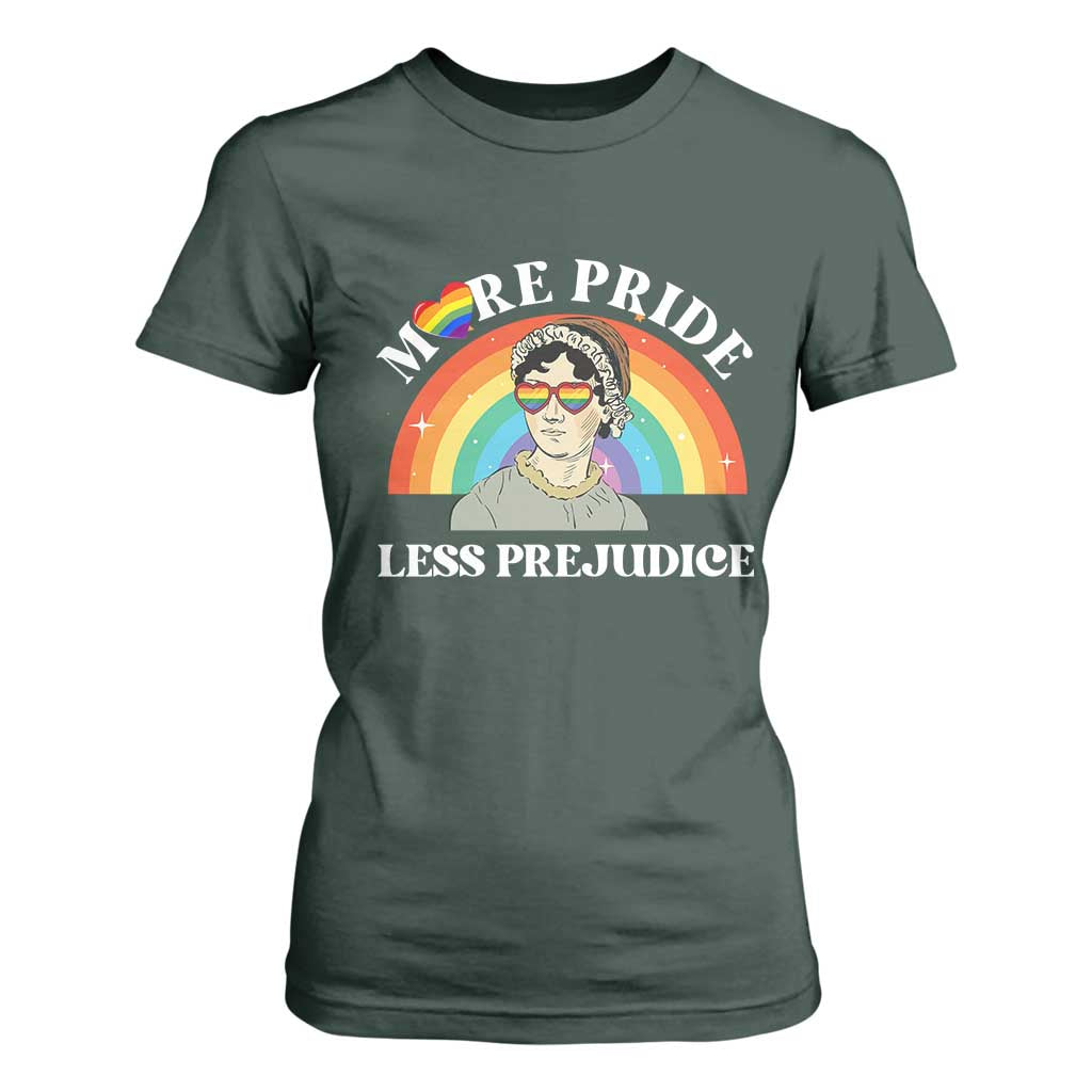 Gay Pride T Shirt For Women More Pride Less Prejudice LGBT Pride Month TS02 Dark Forest Green Print Your Wear