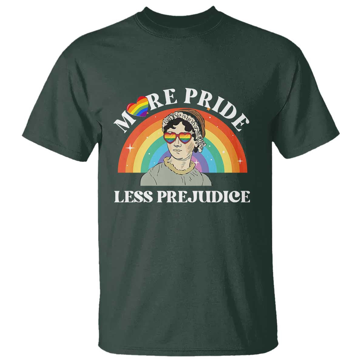 Gay Pride T Shirt More Pride Less Prejudice LGBT Pride Month TS02 Dark Forest Green Print Your Wear