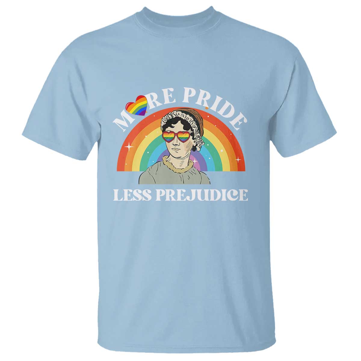 Gay Pride T Shirt More Pride Less Prejudice LGBT Pride Month TS02 Light Blue Print Your Wear
