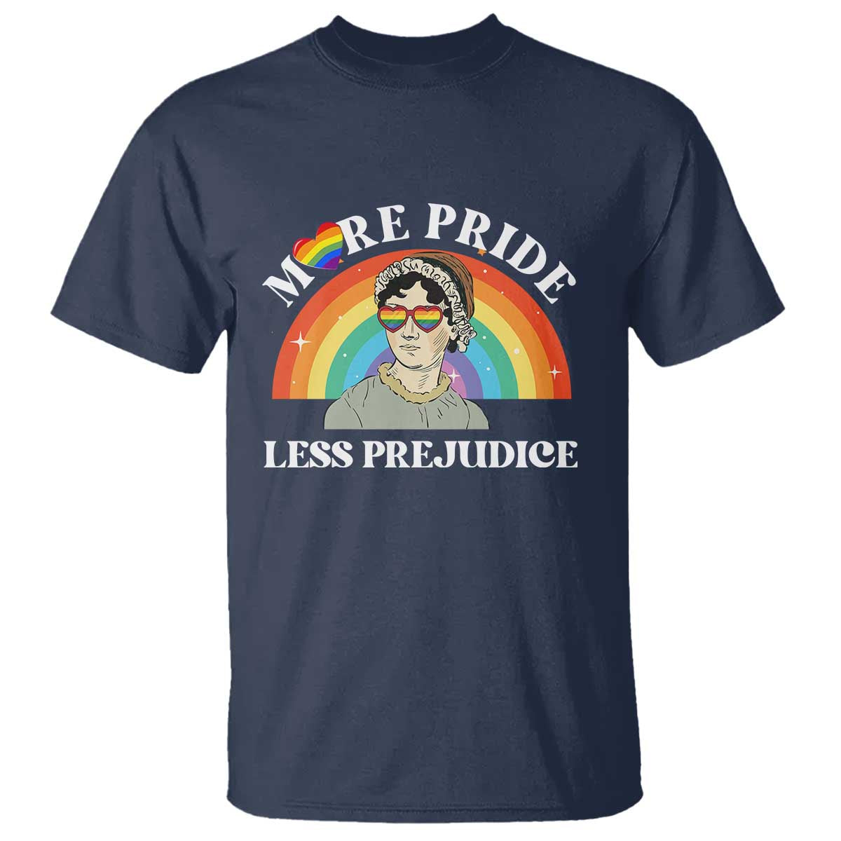Gay Pride T Shirt More Pride Less Prejudice LGBT Pride Month TS02 Navy Print Your Wear