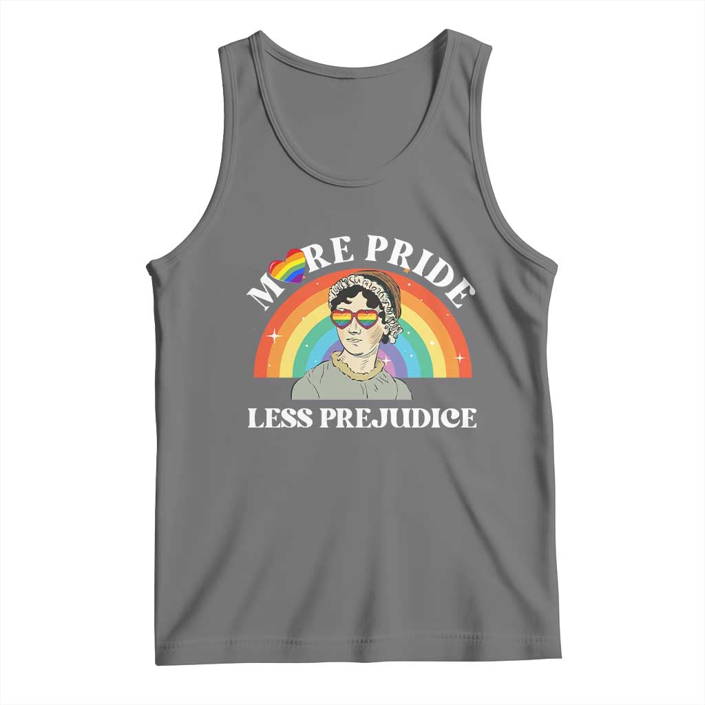 Gay Pride Tank Top More Pride Less Prejudice LGBT Pride Month TS02 Black Heather Print Your Wear