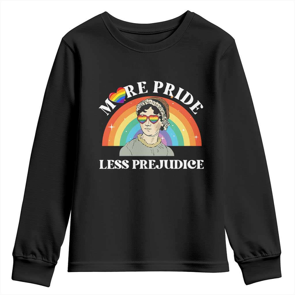 Gay Pride Youth Sweatshirt More Pride Less Prejudice LGBT Pride Month TS02 Black Print Your Wear