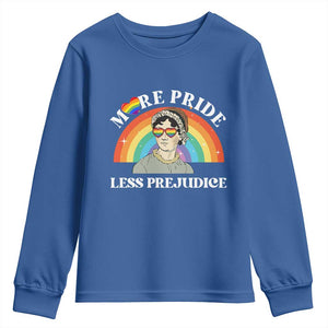 Gay Pride Youth Sweatshirt More Pride Less Prejudice LGBT Pride Month TS02 Royal Blue Print Your Wear