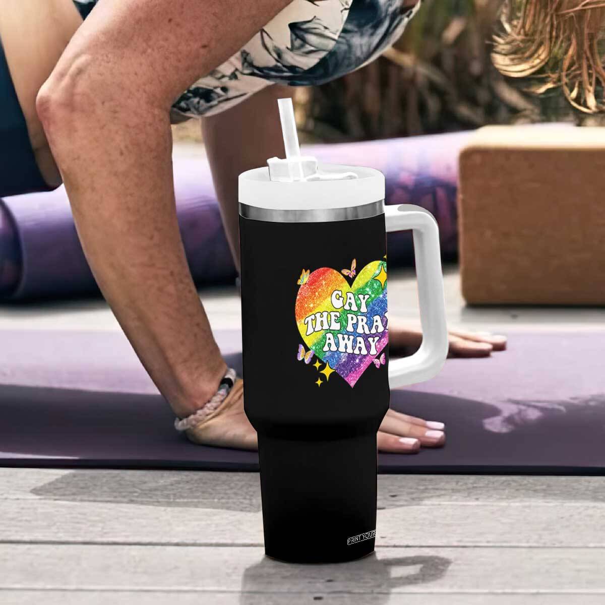 Gay the Pray Away Tumbler With Handle LGBTQIA Say Gay Pride Month TS02 Print Your Wear