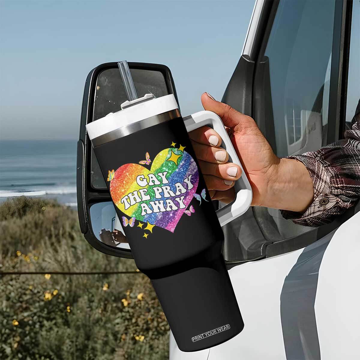 Gay the Pray Away Tumbler With Handle LGBTQIA Say Gay Pride Month TS02 Print Your Wear
