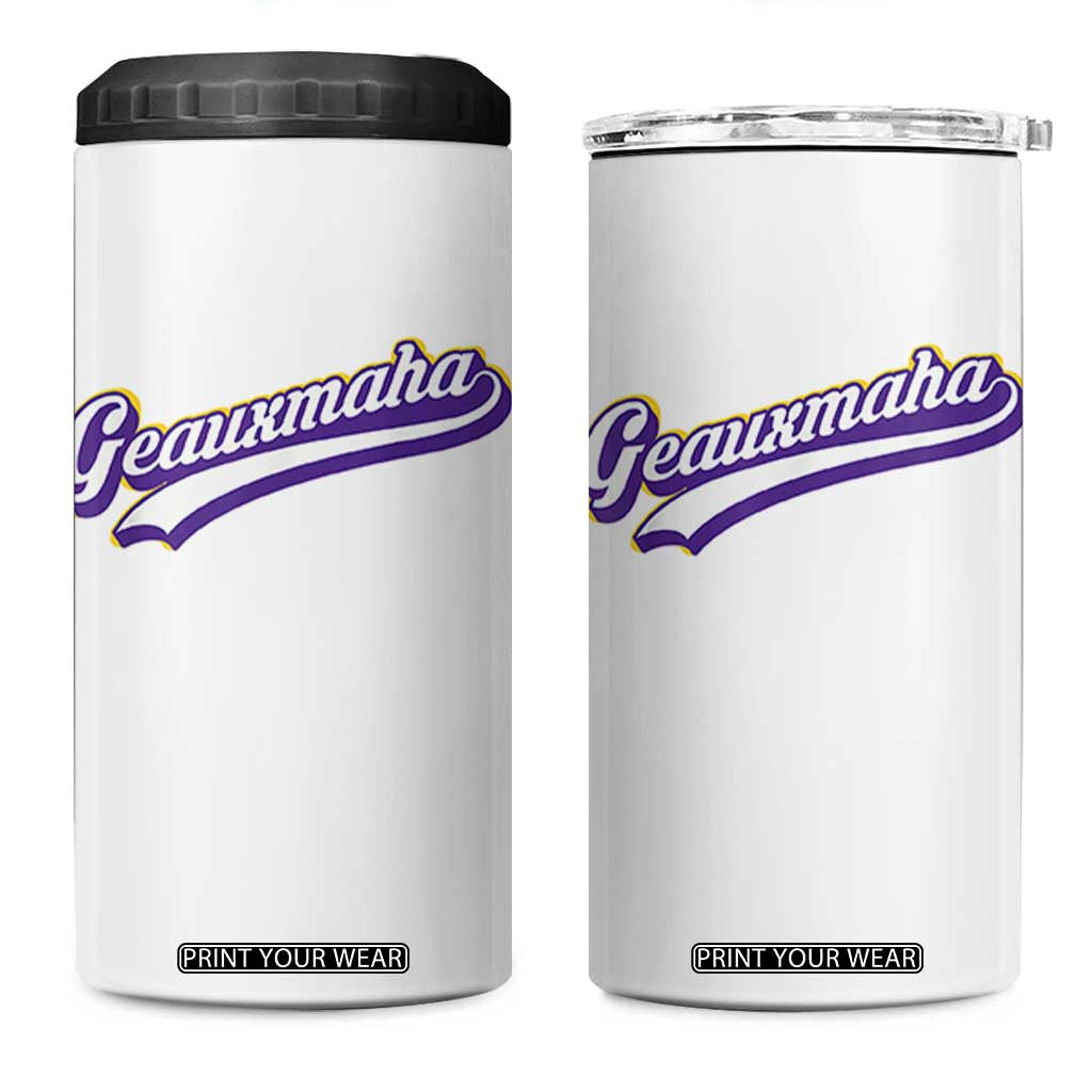 Geauxmaha Vintage Throwback Design 4 in 1 Can Cooler Tumbler Gold Baseball Fan TS02 One Size: 16 oz White Print Your Wear