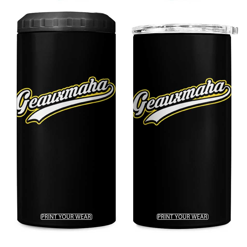 Geauxmaha Vintage Throwback Design 4 in 1 Can Cooler Tumbler Purple and Gold Baseball Fan TS02 One Size: 16 oz Black Print Your Wear