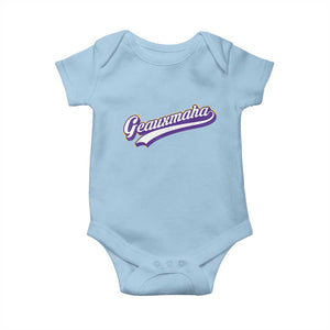 Geauxmaha Vintage Throwback Design Baby Onesie Gold Baseball Fan TS02 Light Blue Print Your Wear