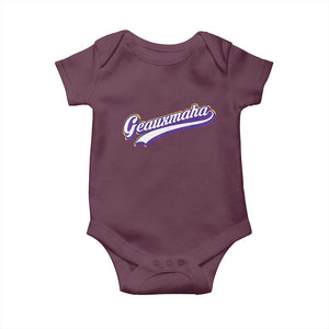 Geauxmaha Vintage Throwback Design Baby Onesie Gold Baseball Fan TS02 Maroon Print Your Wear