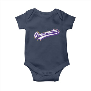 Geauxmaha Vintage Throwback Design Baby Onesie Gold Baseball Fan TS02 Navy Print Your Wear