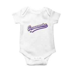 Geauxmaha Vintage Throwback Design Baby Onesie Gold Baseball Fan TS02 White Print Your Wear