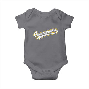 Geauxmaha Vintage Throwback Design Baby Onesie Purple and Gold Baseball Fan TS02 Charcoal Print Your Wear