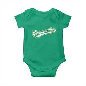 Geauxmaha Vintage Throwback Design Baby Onesie Purple and Gold Baseball Fan TS02 Irish Green Print Your Wear
