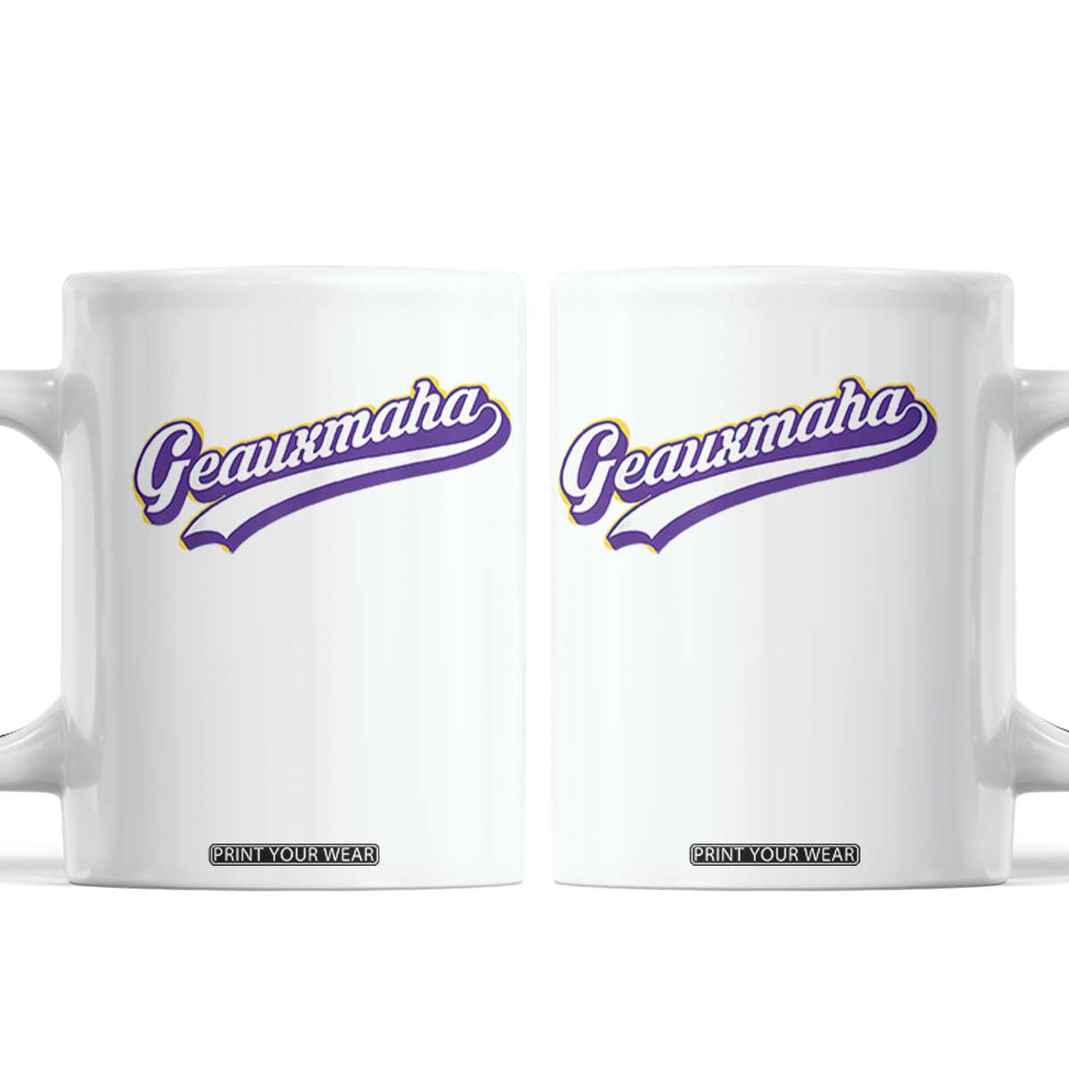 Geauxmaha Vintage Throwback Design Coffee Mug Gold Baseball Fan TS02 White Print Your Wear
