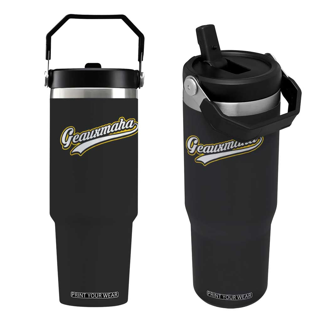 Geauxmaha Vintage Throwback Design Flip Straw Tumbler Purple and Gold Baseball Fan TS02 One Size: 30 oz Black Print Your Wear