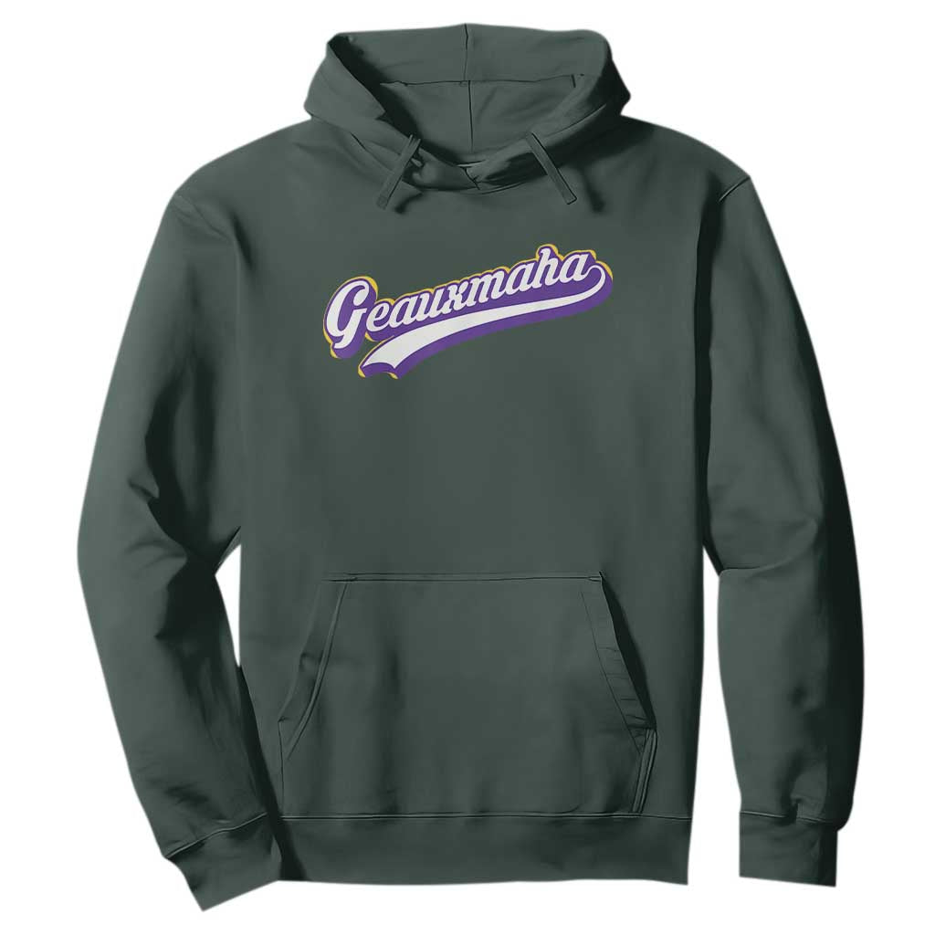 Geauxmaha Vintage Throwback Design Hoodie Gold Baseball Fan TS02 Dark Forest Green Print Your Wear