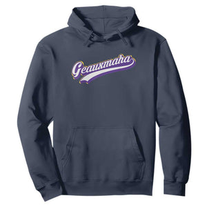 Geauxmaha Vintage Throwback Design Hoodie Gold Baseball Fan TS02 Navy Print Your Wear