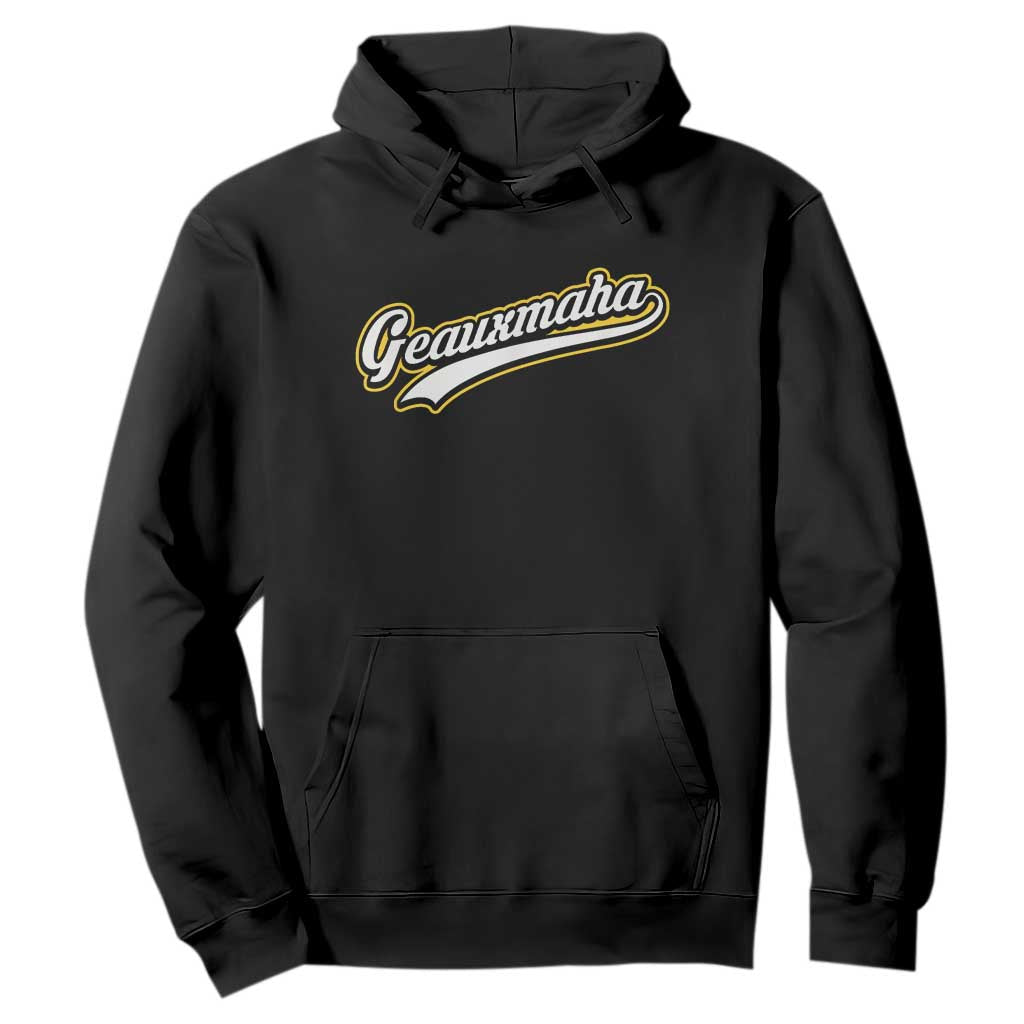 Geauxmaha Vintage Throwback Design Hoodie Purple and Gold Baseball Fan TS02 Black Print Your Wear