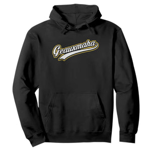 Geauxmaha Vintage Throwback Design Hoodie Purple and Gold Baseball Fan TS02 Black Print Your Wear