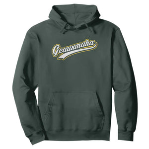 Geauxmaha Vintage Throwback Design Hoodie Purple and Gold Baseball Fan TS02 Dark Forest Green Print Your Wear