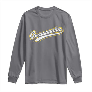 Geauxmaha Vintage Throwback Design Long Sleeve Shirt Purple and Gold Baseball Fan TS02 Charcoal Print Your Wear