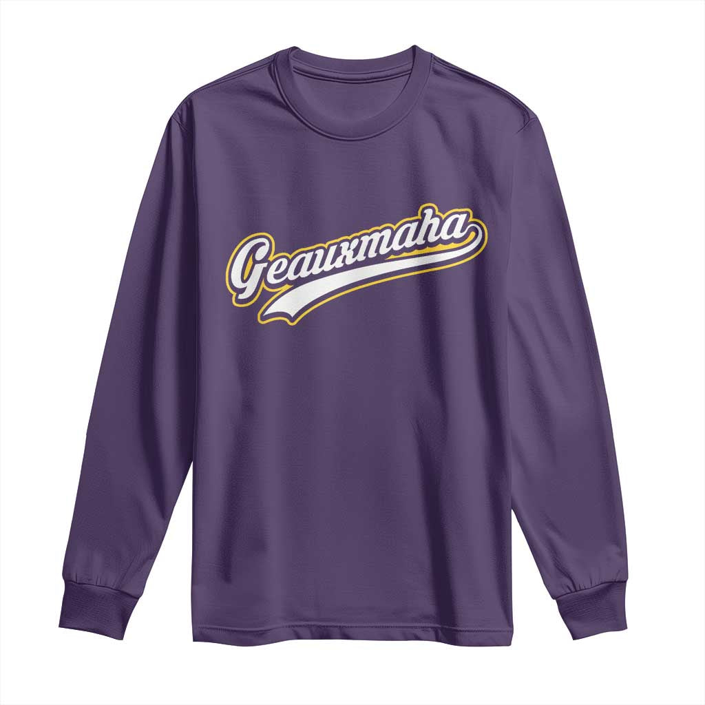 Geauxmaha Vintage Throwback Design Long Sleeve Shirt Purple and Gold Baseball Fan TS02 Purple Print Your Wear