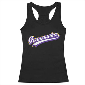 Geauxmaha Vintage Throwback Design Racerback Tank Top Gold Baseball Fan TS02 Black Print Your Wear