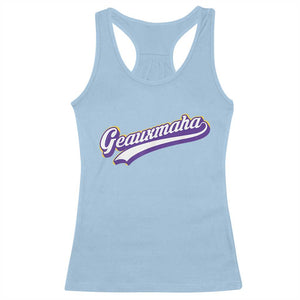 Geauxmaha Vintage Throwback Design Racerback Tank Top Gold Baseball Fan TS02 Light Blue Print Your Wear