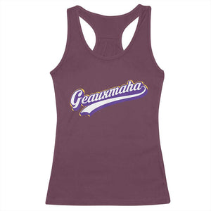 Geauxmaha Vintage Throwback Design Racerback Tank Top Gold Baseball Fan TS02 Maroon Print Your Wear