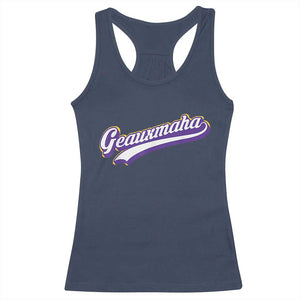 Geauxmaha Vintage Throwback Design Racerback Tank Top Gold Baseball Fan TS02 Navy Print Your Wear