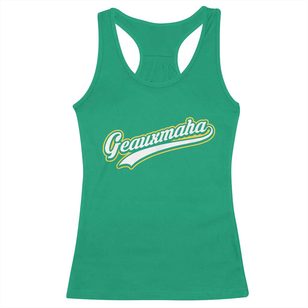 Geauxmaha Vintage Throwback Design Racerback Tank Top Purple and Gold Baseball Fan TS02 Irish Green Print Your Wear