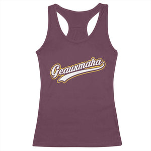 Geauxmaha Vintage Throwback Design Racerback Tank Top Purple and Gold Baseball Fan TS02 Maroon Print Your Wear