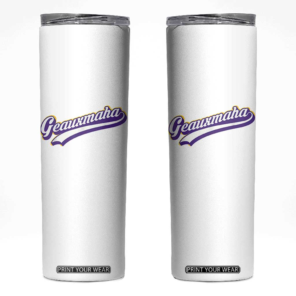 Geauxmaha Vintage Throwback Design Skinny Tumbler Gold Baseball Fan TS02 White Print Your Wear