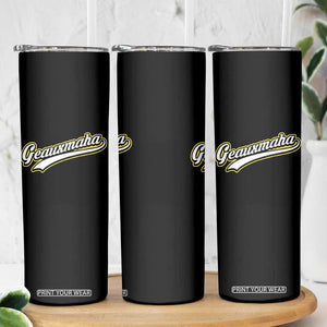 Geauxmaha Vintage Throwback Design Skinny Tumbler Purple and Gold Baseball Fan TS02 Print Your Wear
