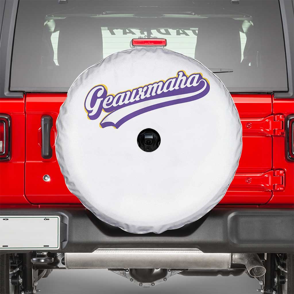 Geauxmaha Vintage Throwback Design Spare Tire Cover Gold Baseball Fan TS02 White Print Your Wear
