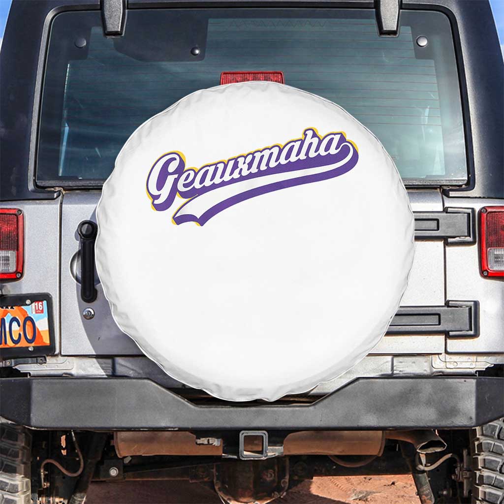 Geauxmaha Vintage Throwback Design Spare Tire Cover Gold Baseball Fan TS02 No hole White Print Your Wear