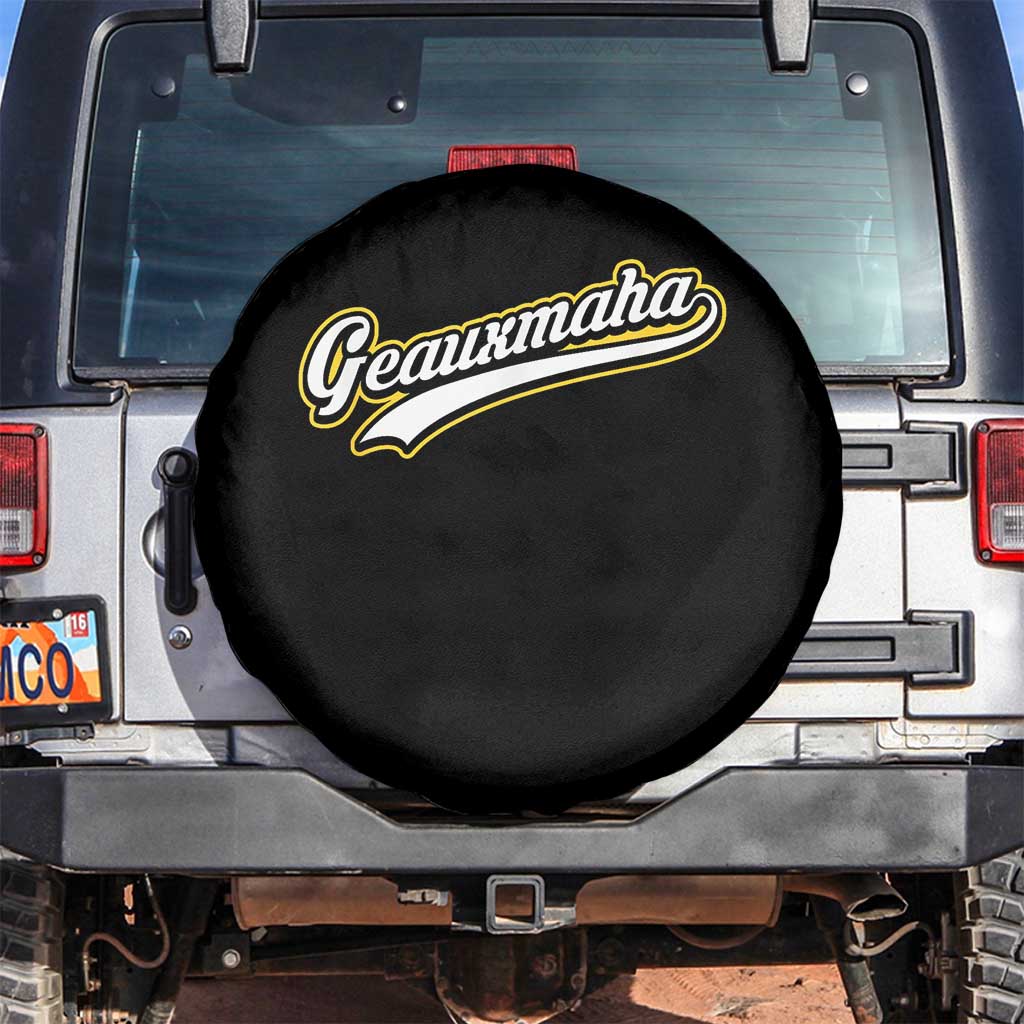 Geauxmaha Vintage Throwback Design Spare Tire Cover Purple and Gold Baseball Fan TS02 No hole Black Print Your Wear