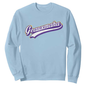 Geauxmaha Vintage Throwback Design Sweatshirt Gold Baseball Fan TS02 Light Blue Print Your Wear