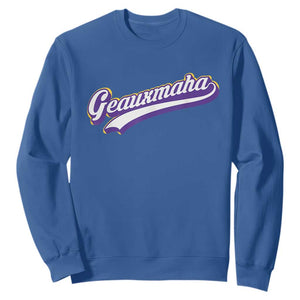 Geauxmaha Vintage Throwback Design Sweatshirt Gold Baseball Fan TS02 Royal Blue Print Your Wear