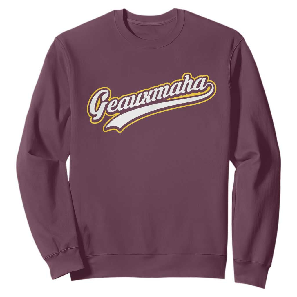 Geauxmaha Vintage Throwback Design Sweatshirt Purple and Gold Baseball Fan TS02 Maroon Print Your Wear