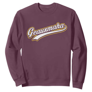 Geauxmaha Vintage Throwback Design Sweatshirt Purple and Gold Baseball Fan TS02 Maroon Print Your Wear
