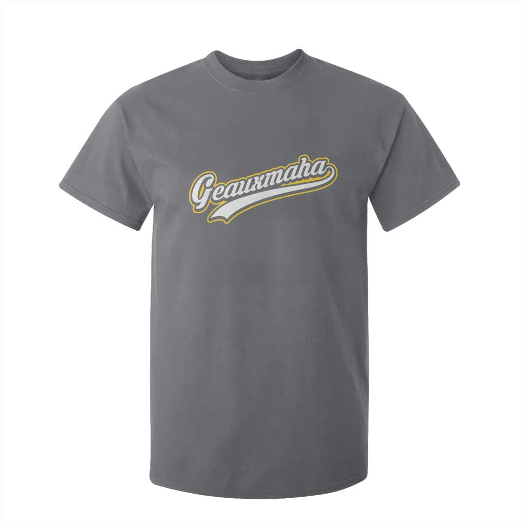 Geauxmaha Vintage Throwback Design T Shirt For Kid Purple and Gold Baseball Fan TS02 Charcoal Print Your Wear