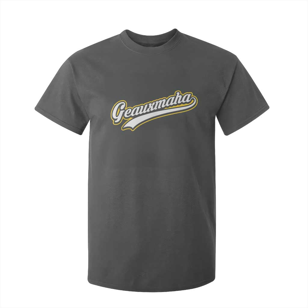 Geauxmaha Vintage Throwback Design T Shirt For Kid Purple and Gold Baseball Fan TS02 Dark Heather Print Your Wear